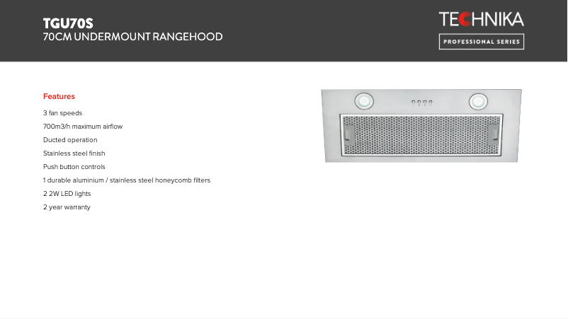 Page 1 de la notice Manuel utilisateur Technika TGU70S