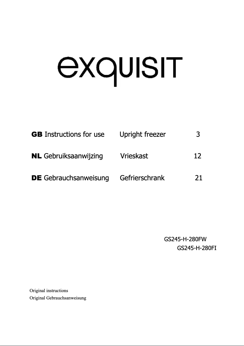 Image de la première page du manuel de l'appareil GS245-H-280FI