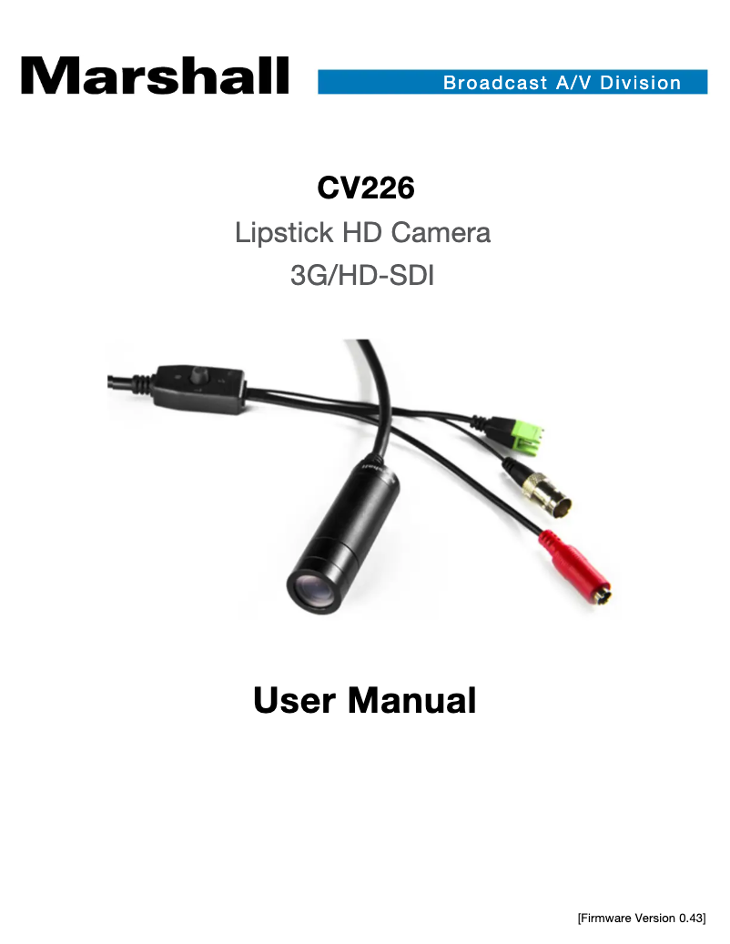 Page 1 de la notice Manuel utilisateur Marshall Electronics CV226