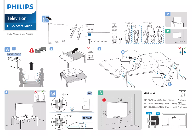 Page 1 de la notice Guide de démarrage rapide Philips 32PHS5507