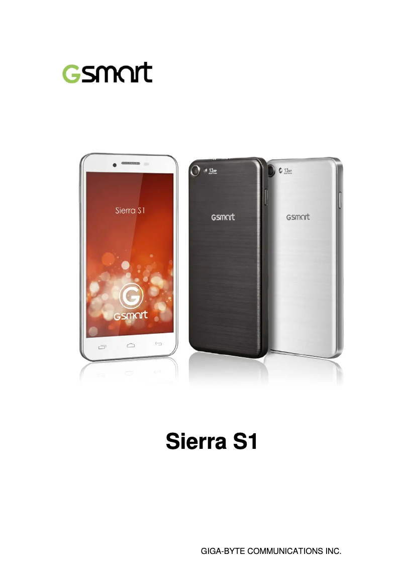 Page n°1 - Manuel utilisateur GSmart Sierra S1