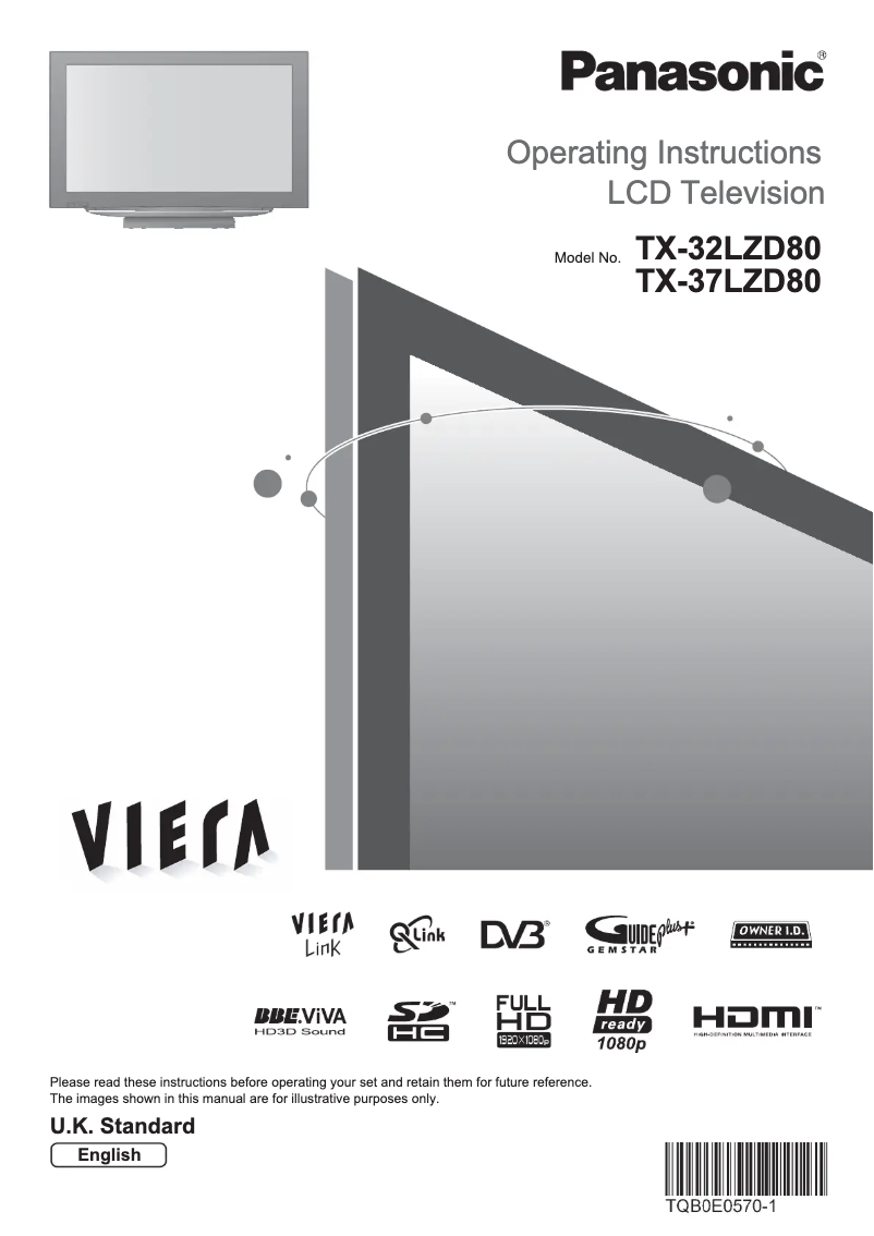 Image de la première page du manuel de l'appareil Viera TX-32LZD80