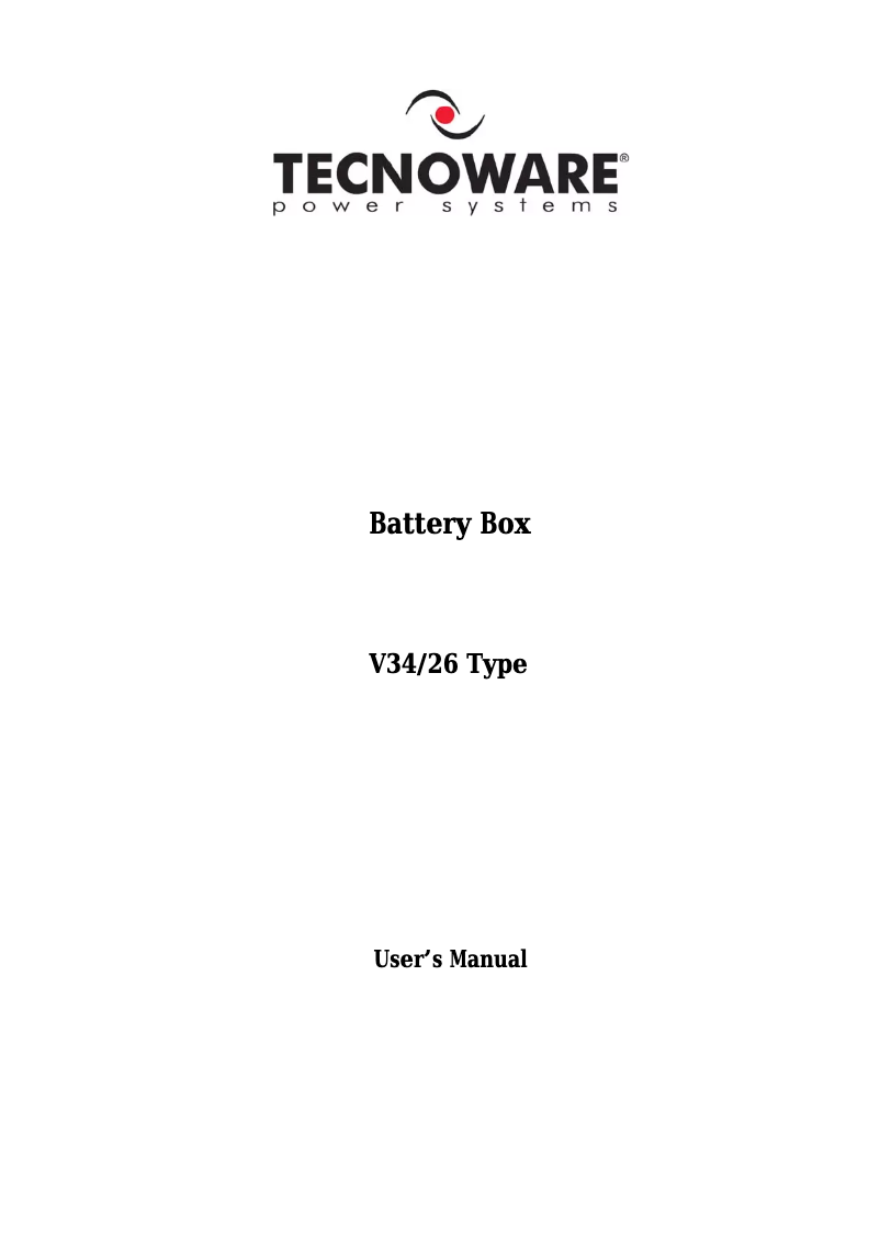 Page n°1 - Manuel utilisateur Tecnoware FBBV34/26