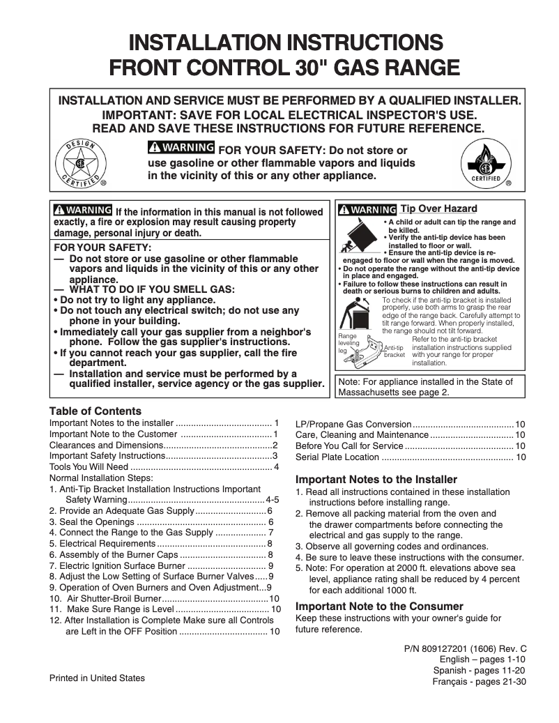 Image de la première page du manuel de l'appareil EI30GF45QS