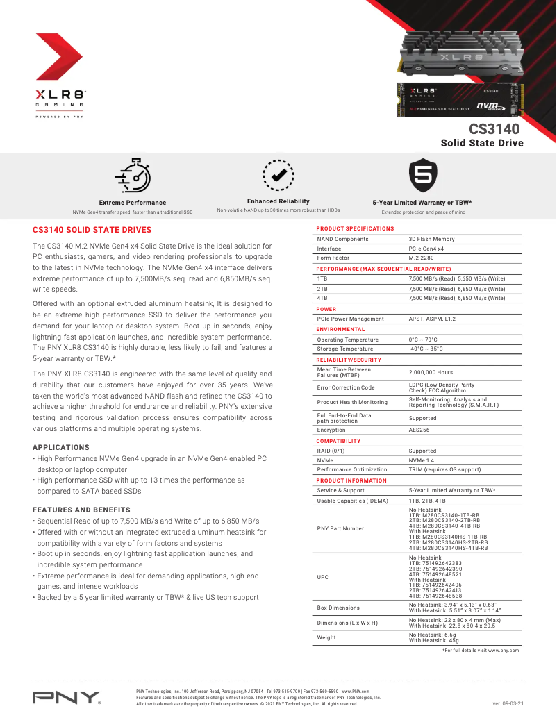 Página 1 del manual Manual de usuario PNY CS3140