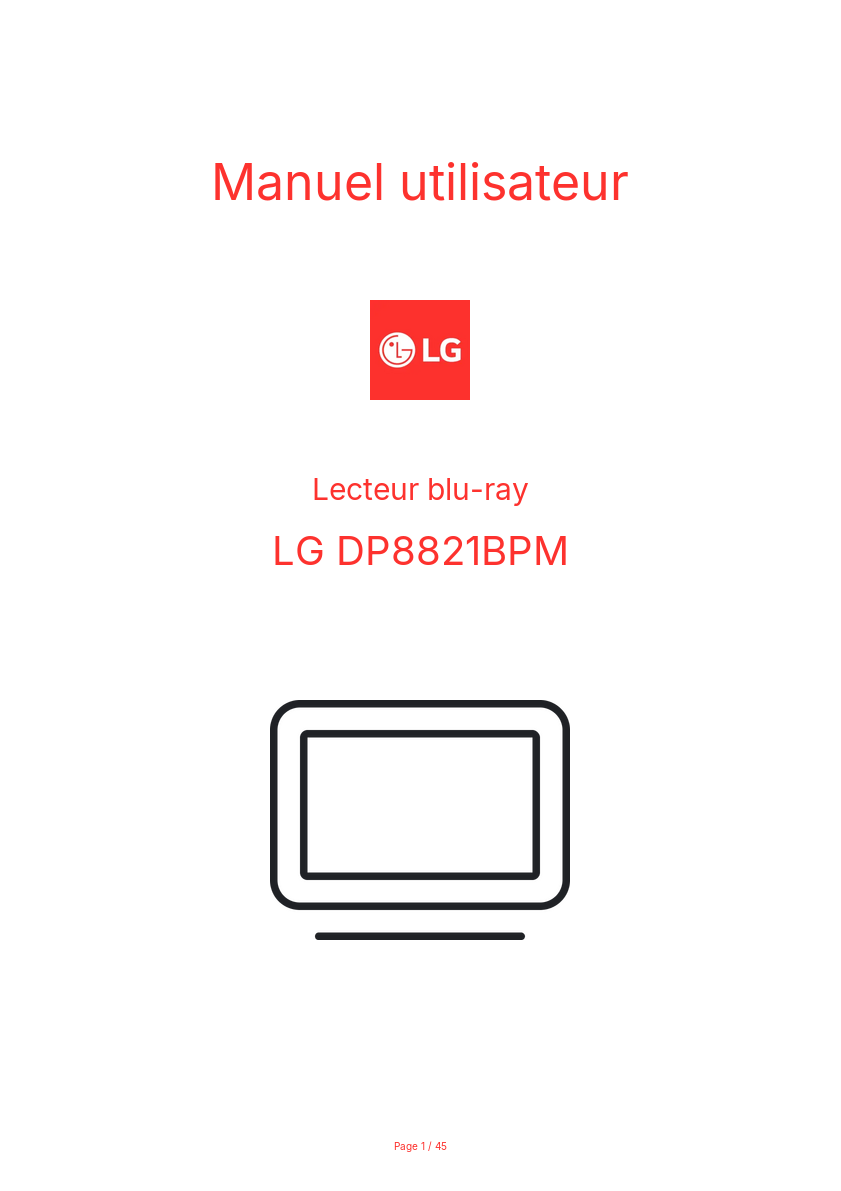 Page n°1 - Manuel utilisateur LG DP8821BPM