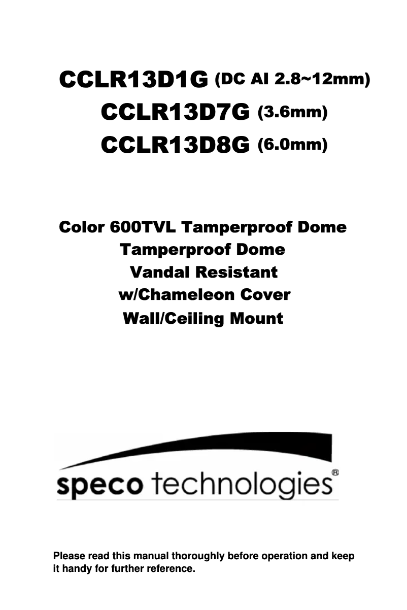 Image de la première page du manuel de l'appareil CCLR13D1G