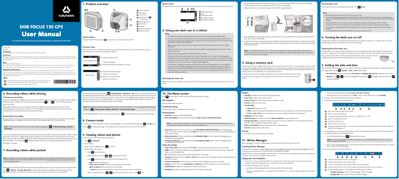 Page n°1 - Manuel utilisateur Navman FOCUS150 GPS