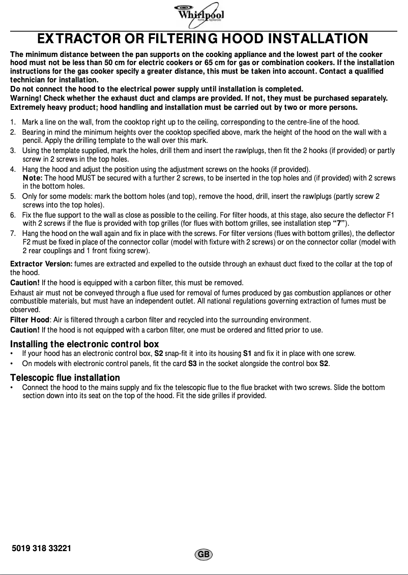 Page 1 de la notice Manuel utilisateur Whirlpool AKR 942