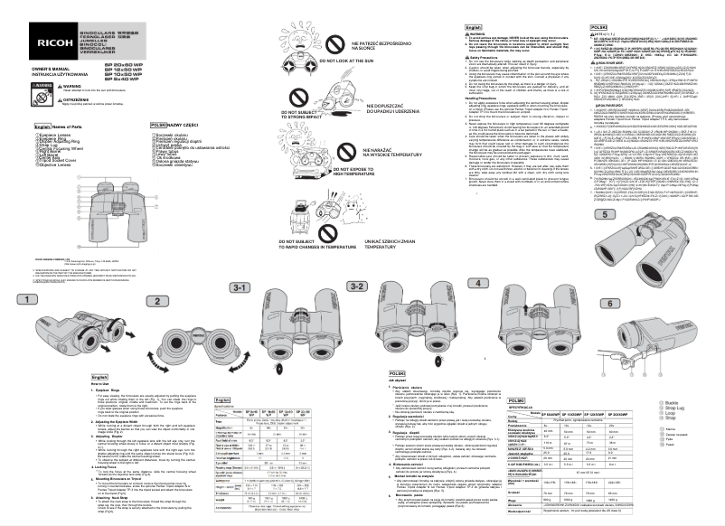 Page 1 de la notice Manuel utilisateur Pentax SP 20X60 WP