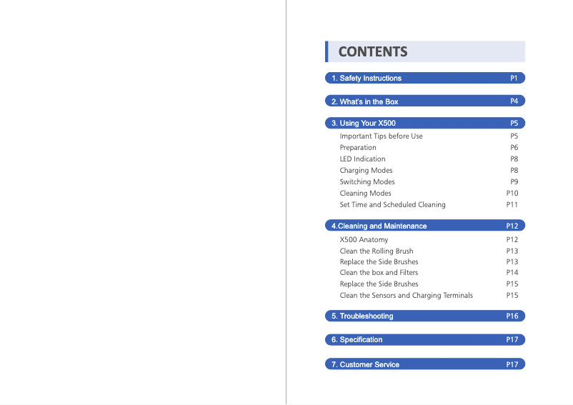Página 1 del manual Manual de usuario Tesvor X500