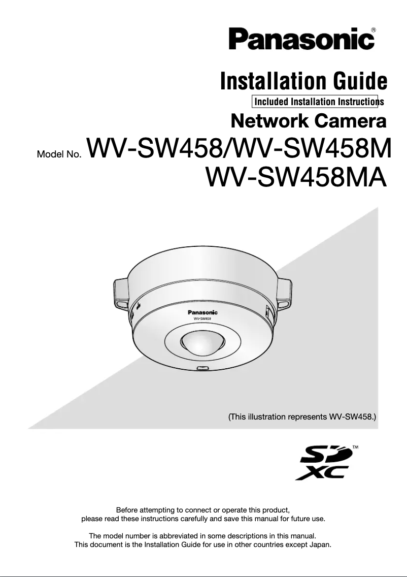 Image de la première page du manuel de l'appareil WV-SW458MA