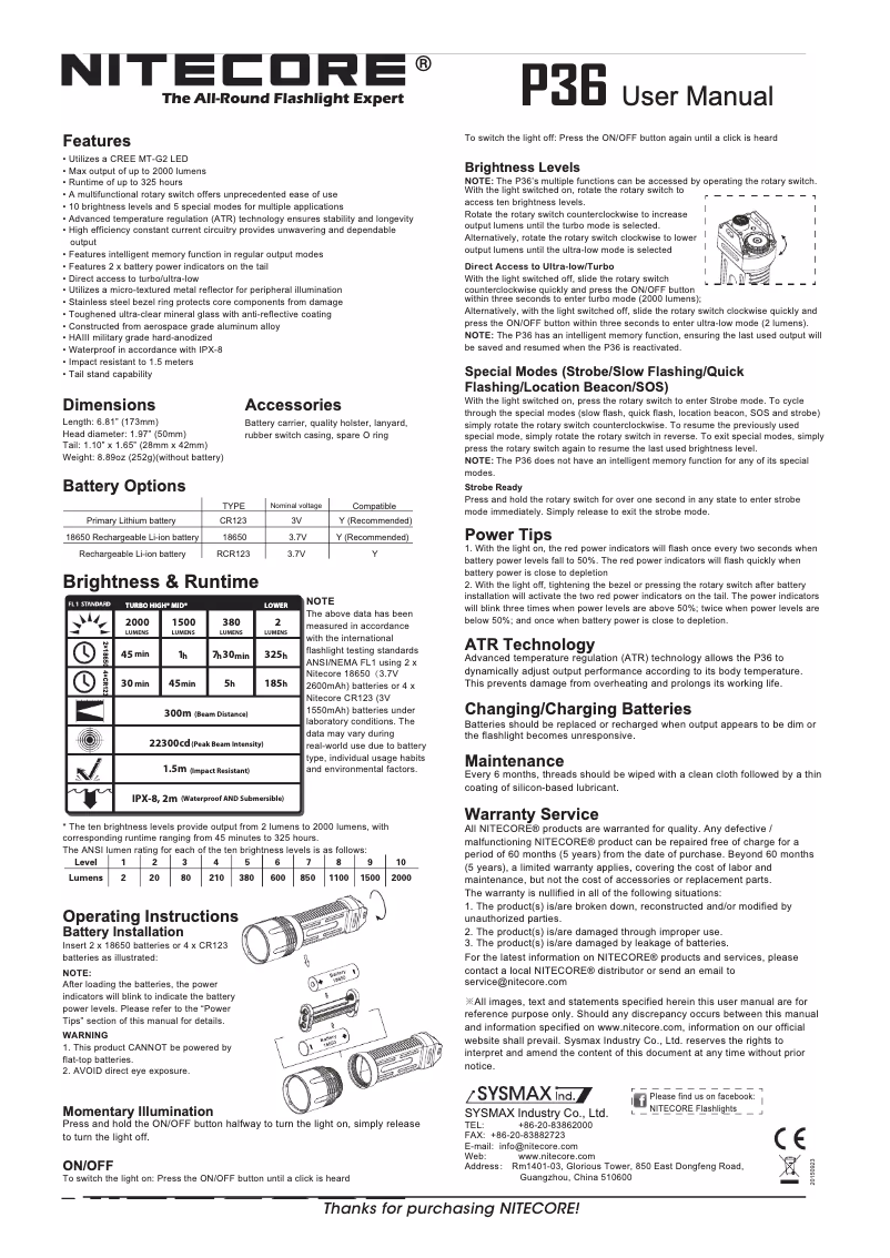 Image de la première page du manuel de l'appareil P36