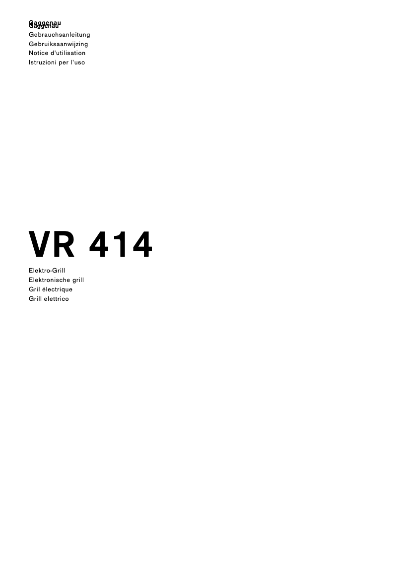 Page 1 de la notice Manuel utilisateur Gaggenau VR 414