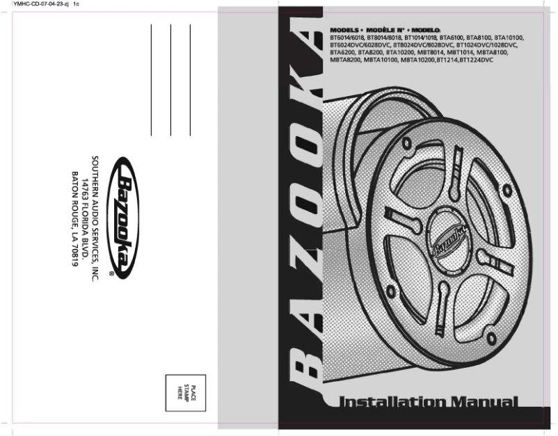 Page 1 de la notice Manuel utilisateur Bazooka MBTA10100