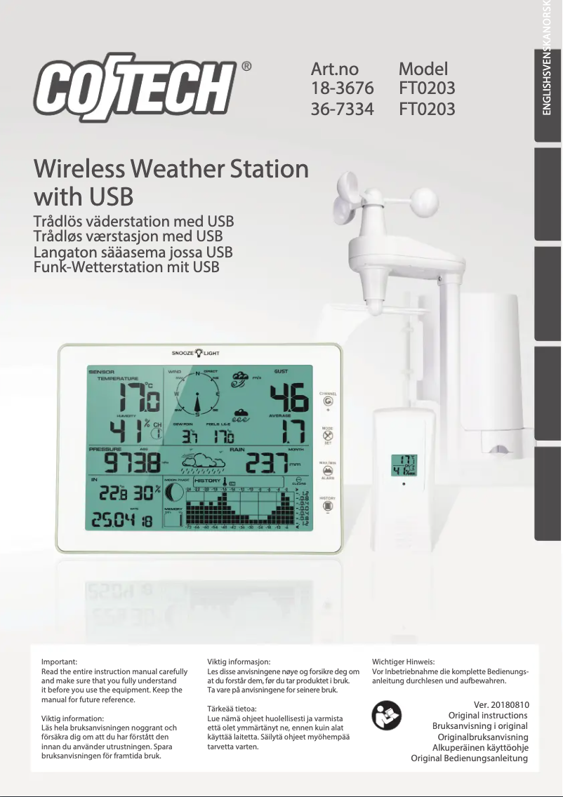 Image de la première page du manuel de l'appareil FT0203