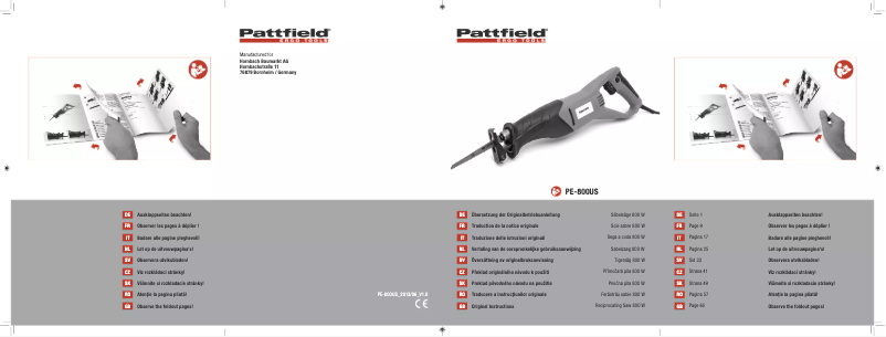Page 1 of the manual User Manual Pattfield PE-800US