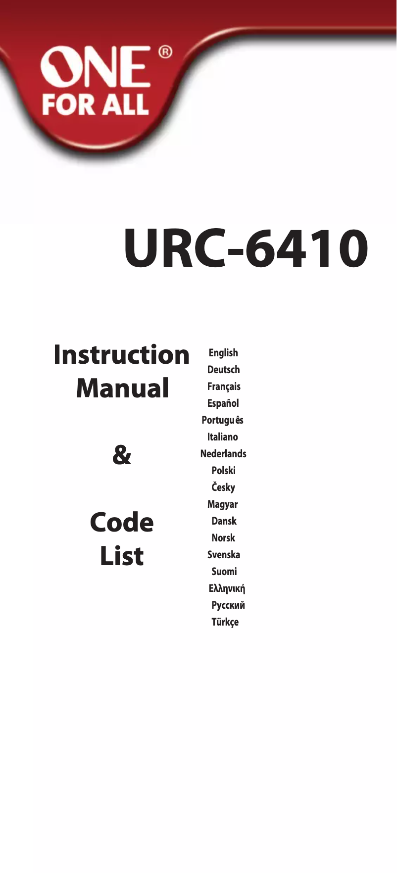 Page n°1 - Manuel utilisateur One for all URC 6410
