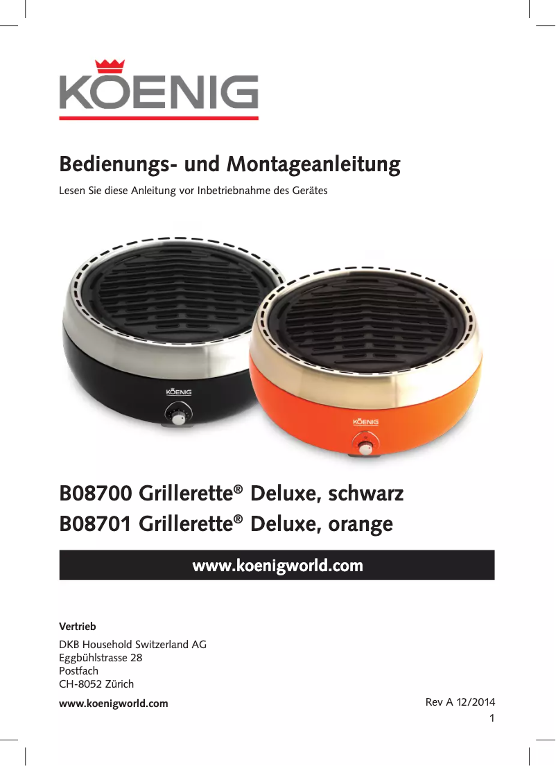 Page n°1 - Manuel utilisateur Koenig B08700