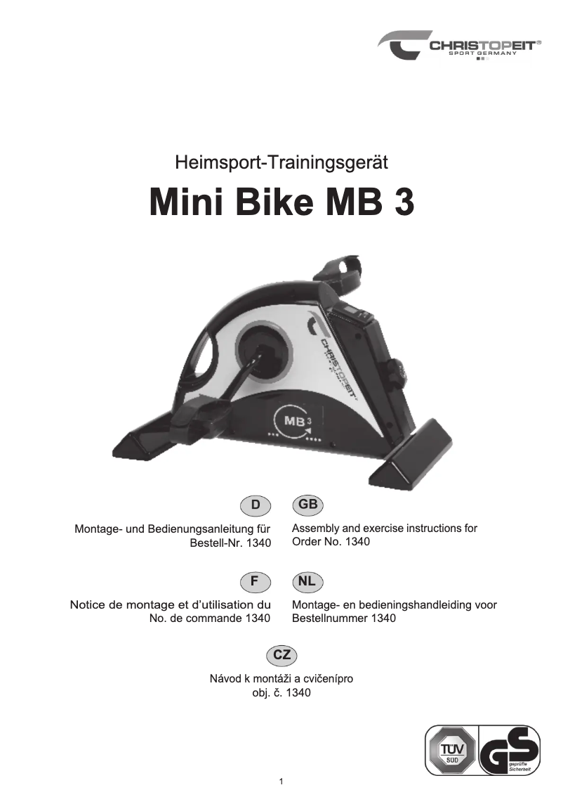 Page n°1 - Manuel utilisateur Christopeit Mini Bike MB 3