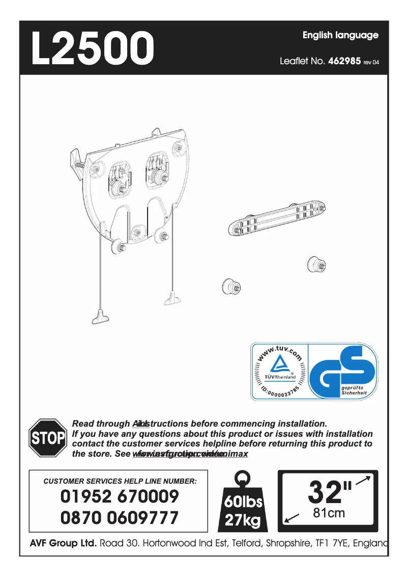 Page 1 de la notice Manuel utilisateur AVF ZML2500