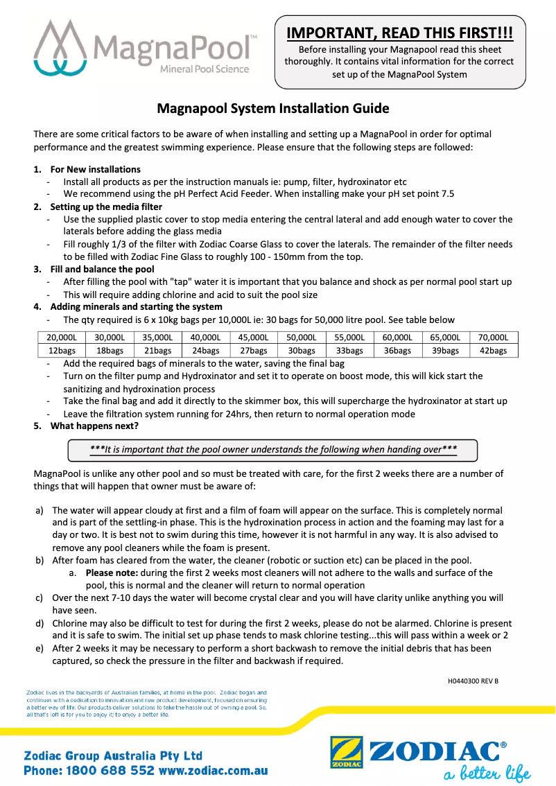 Image de la première page du manuel de l'appareil Hydroxinator iQ PRO Mid