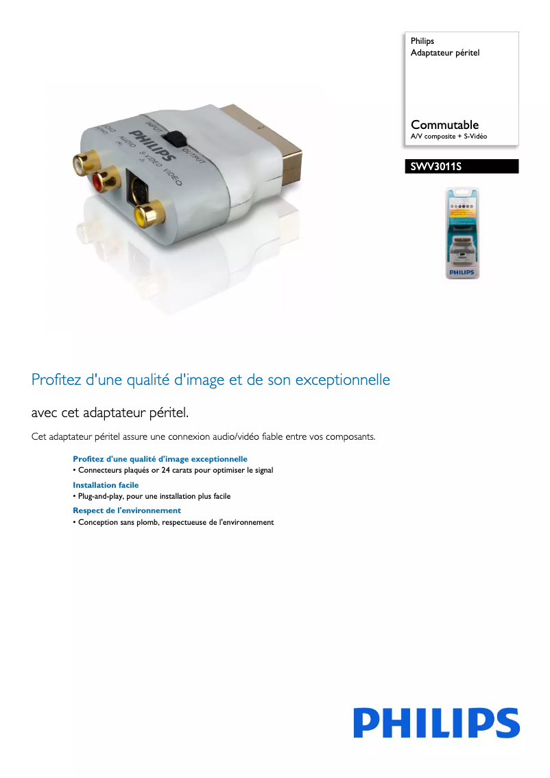 Page 1 de la notice Fiche technique Philips SWV3011S