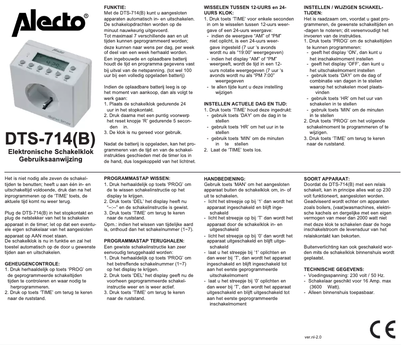 Page 1 de la notice Manuel utilisateur Alecto DTS-714