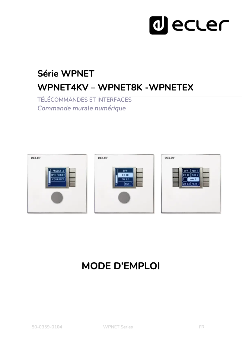 Page 1 of the manual User Manual Ecler WPNET4KV