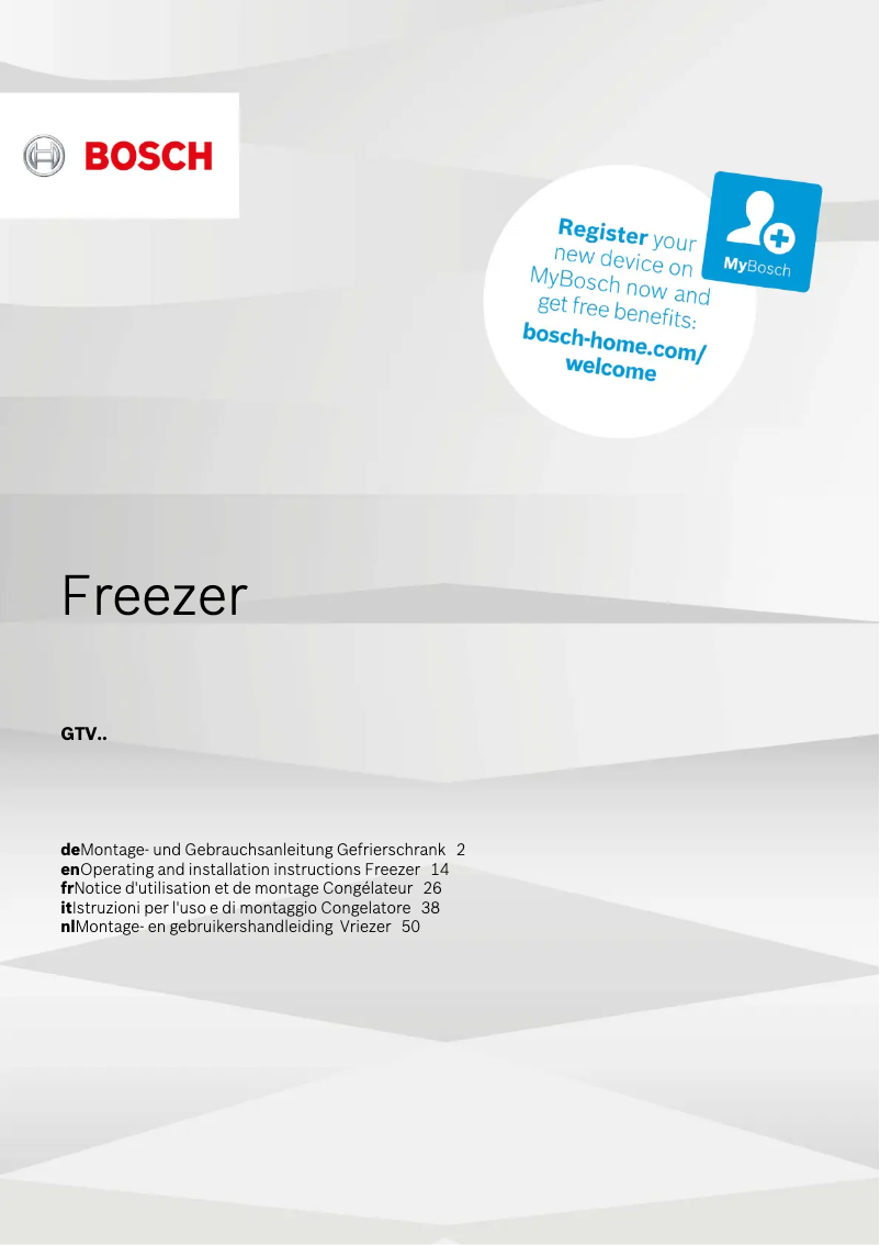 Page 1 de la notice Manuel utilisateur Bosch GTV15NWEA