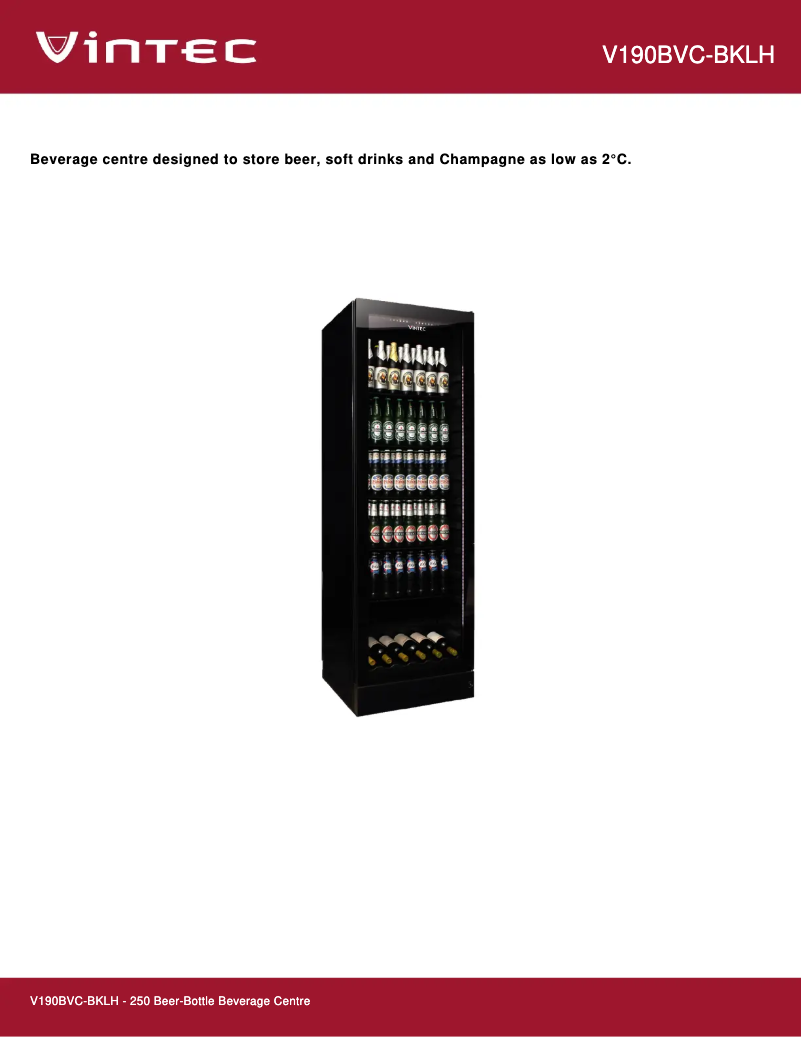 Page 1 de la notice Fiche technique Vintec V190BVCBKLH