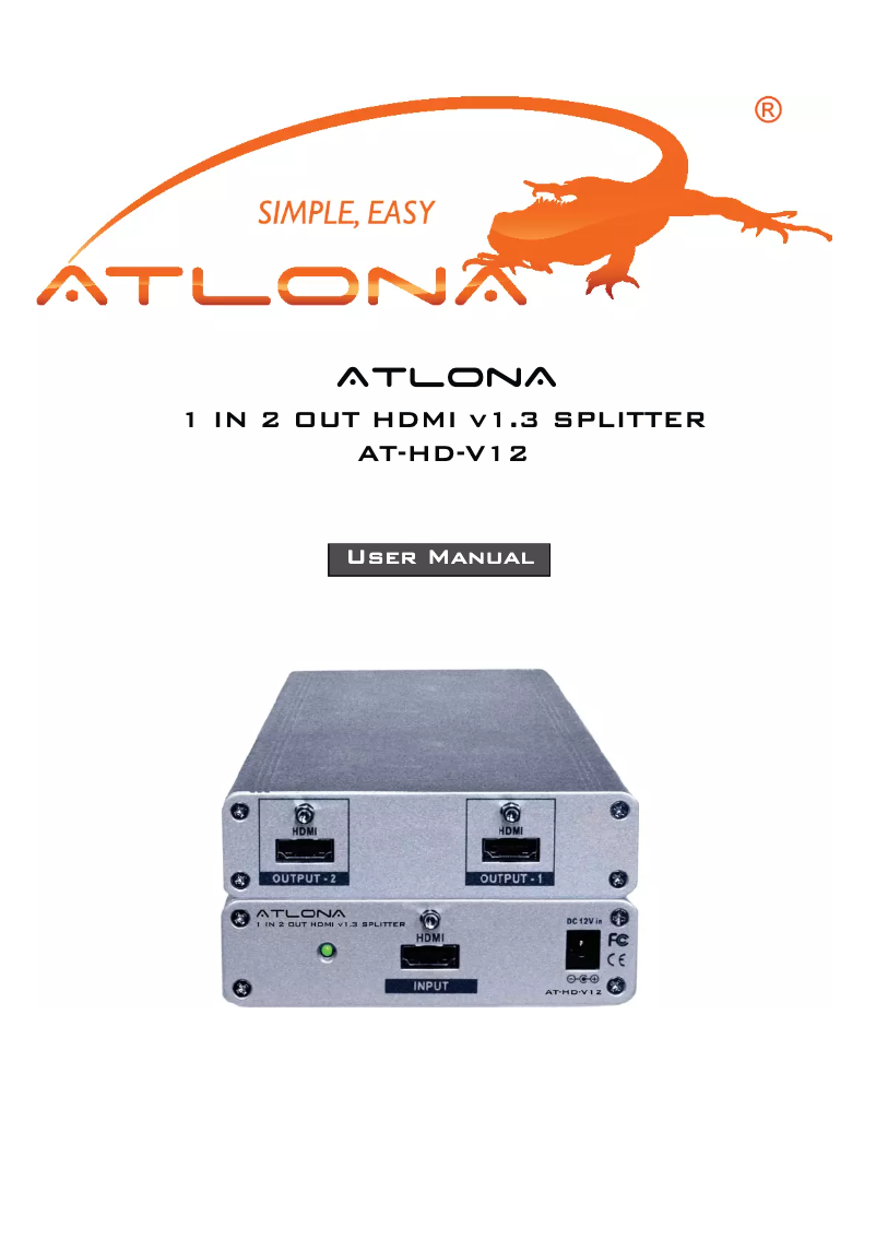 Page 1 de la notice Manuel utilisateur Atlona AT-HD-V12