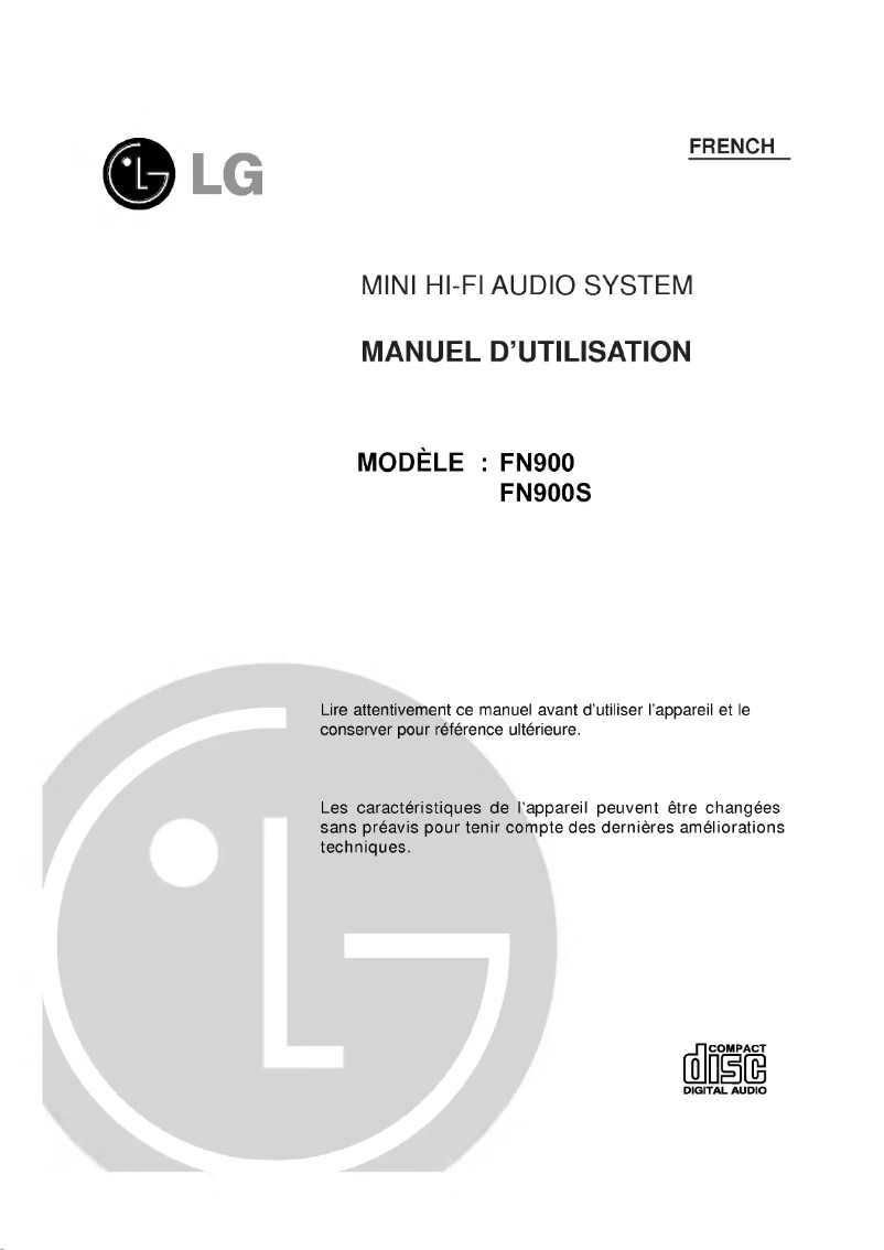 Page 1 de la notice Manuel utilisateur LG FN900