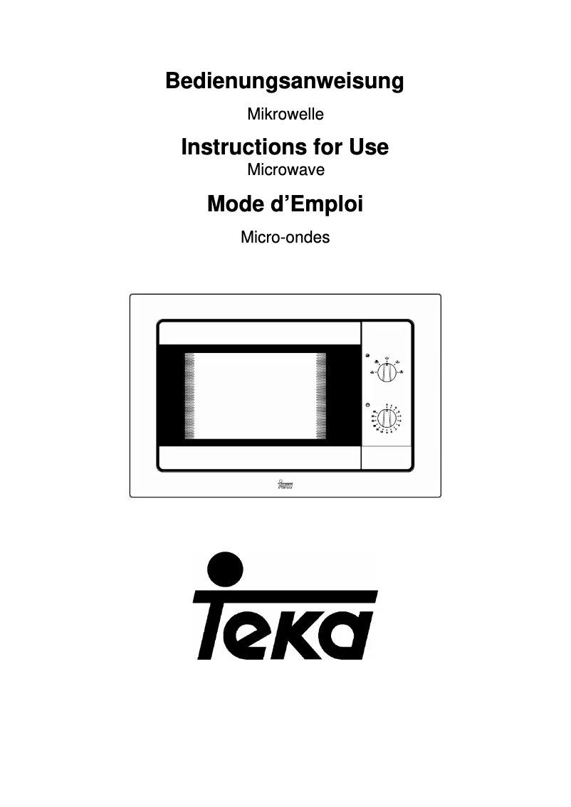 Page 1 de la notice Manuel utilisateur Teka TMW 18 BI