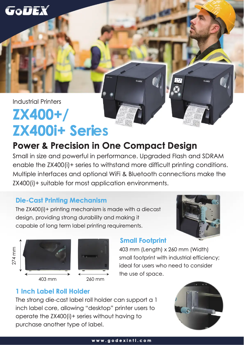 Page 1 de la notice Brochure Godex ZX430+