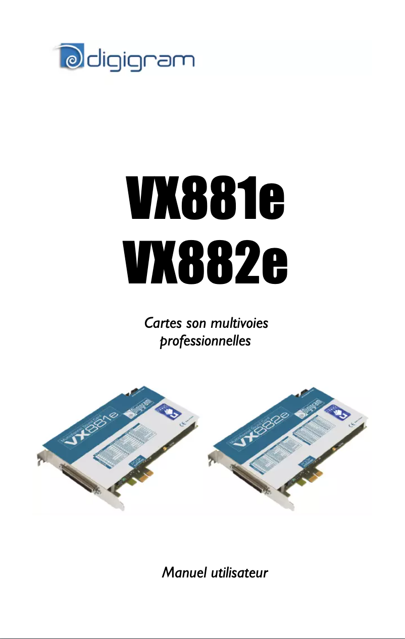 Page 1 de la notice Manuel utilisateur Digigram VX882e