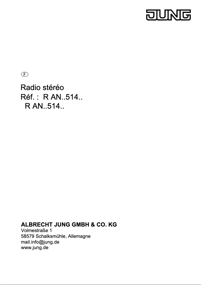 Page 1 de la notice Manuel utilisateur JUNG R AN AS M 514 WW