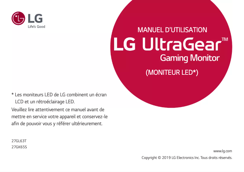Page n°1 - Manuel utilisateur LG UltraGear 27GL63T