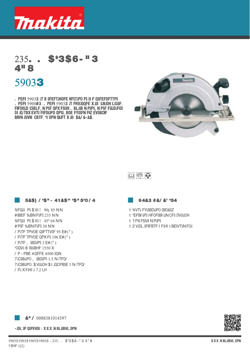 Page n°1 - Fiche technique Makita 5903R