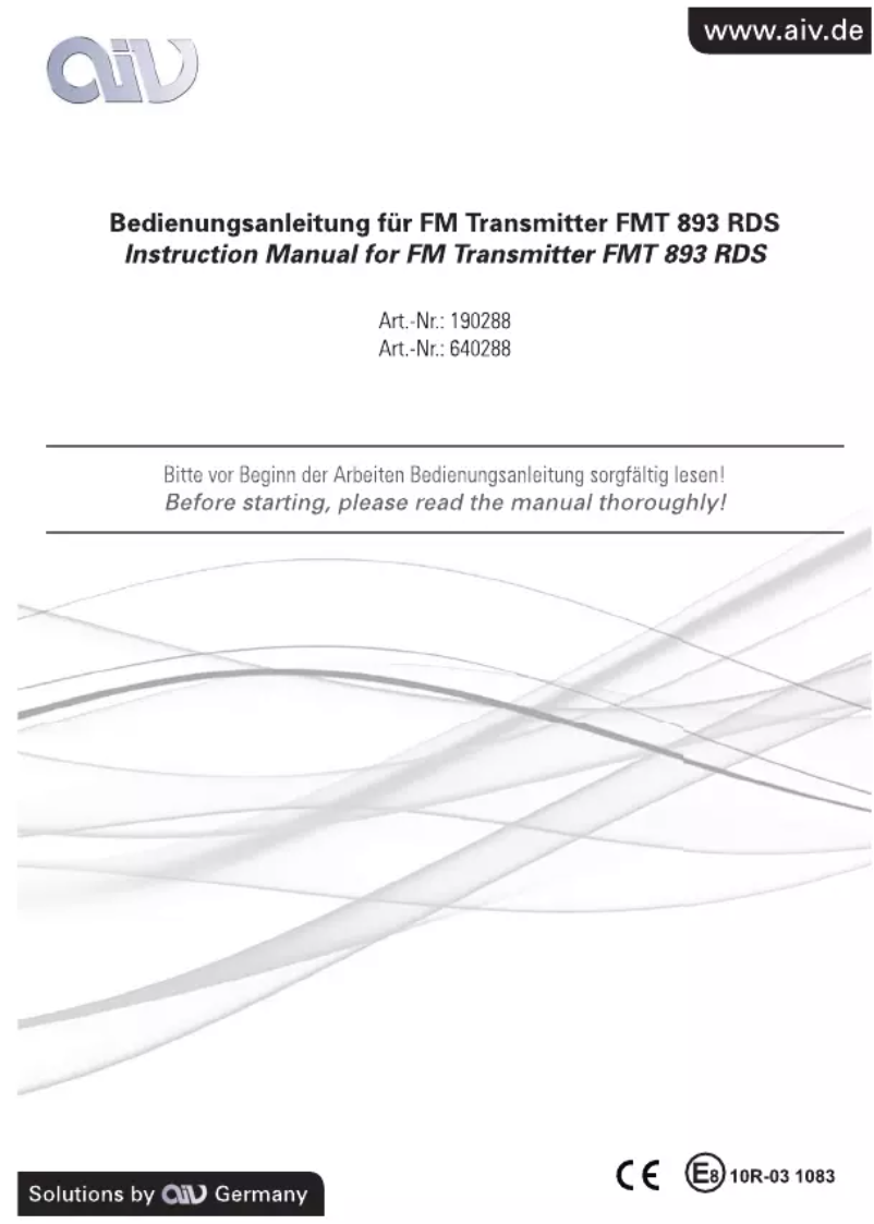Página 1 del manual Manual de usuario AIV FMT 893 RDS