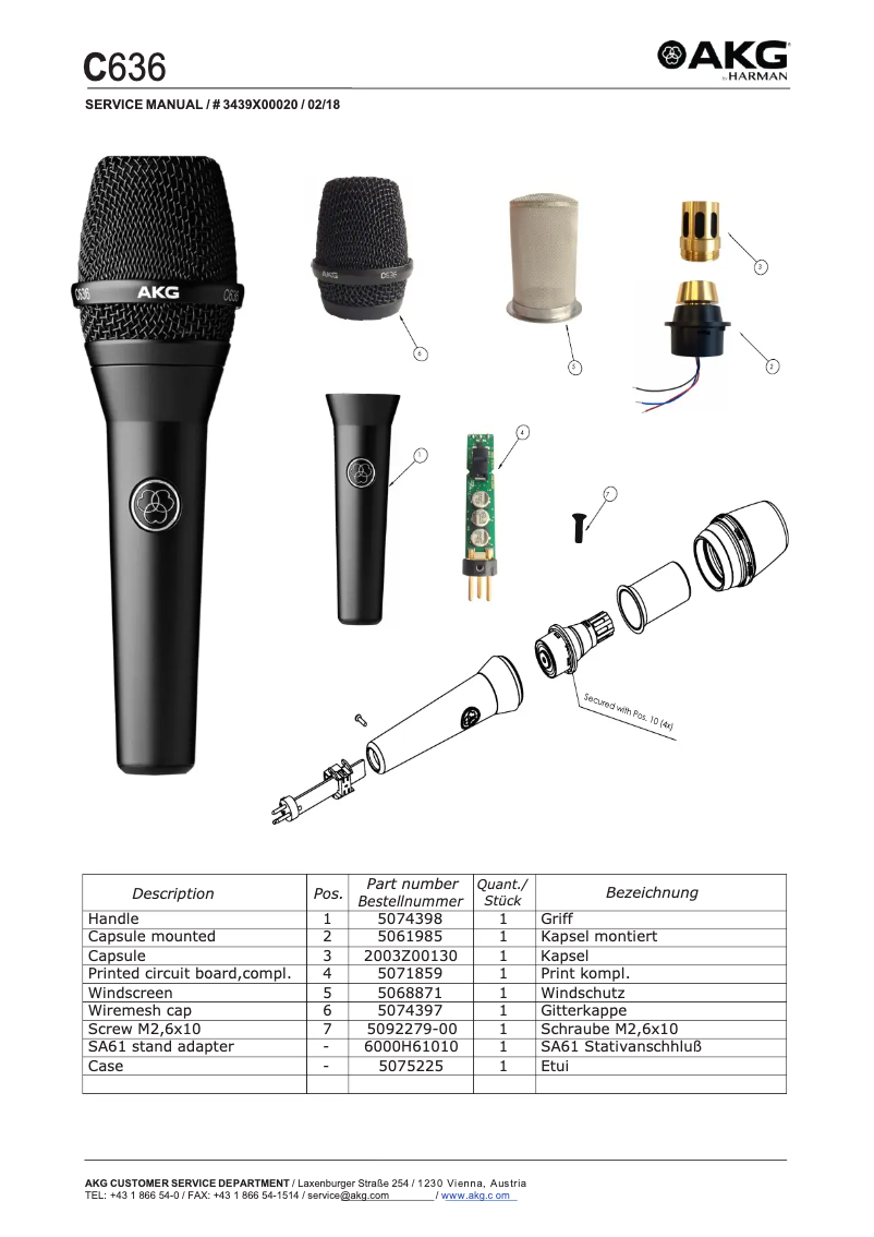 Page 1 de la notice Manuel utilisateur AKG C636