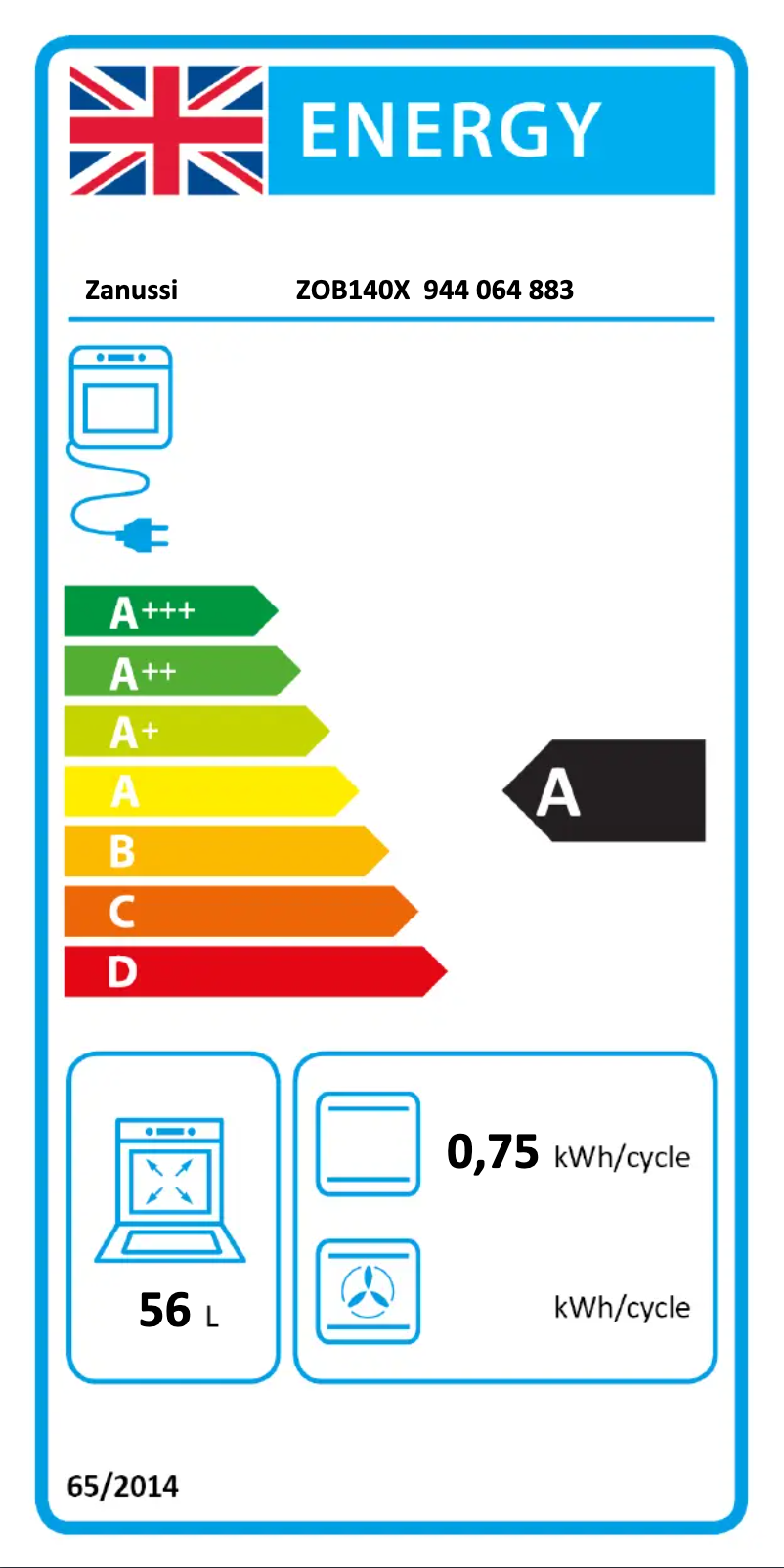 Page 1 de la notice Label énergétique Zanussi ZOB140X