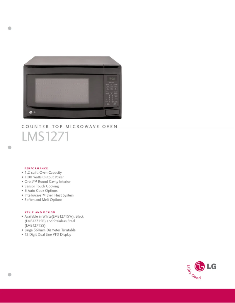 Page 1 of the manual Technical Sheet LG LMS1271SW