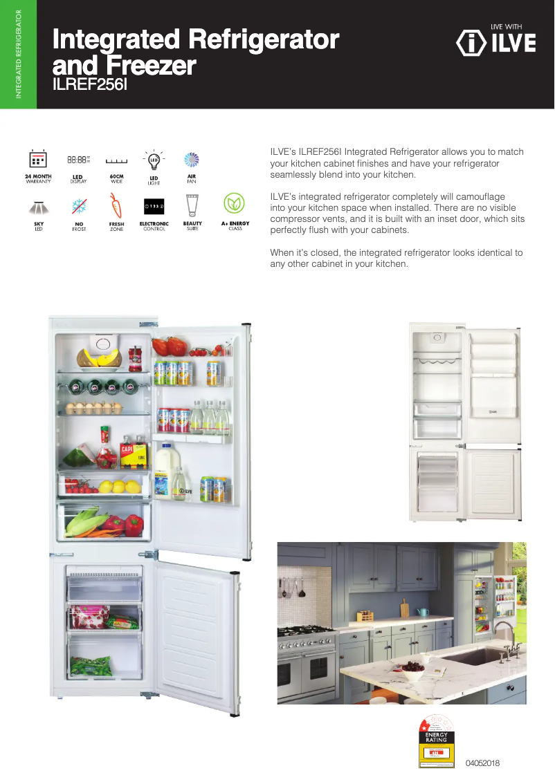 Page 1 de la notice Fiche technique Ilve ILREF256I/R