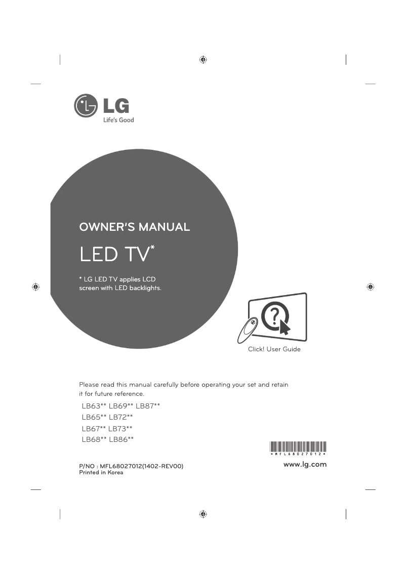 Page n°1 - Manuel utilisateur LG 60LB730V