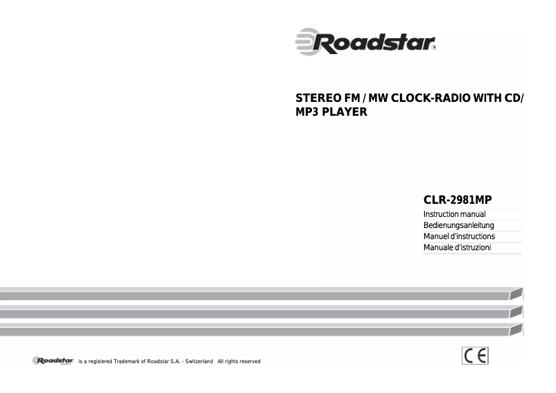 Page 1 de la notice Manuel utilisateur Roadstar CLR-2981MP