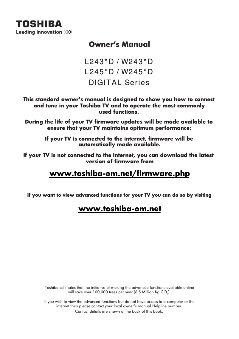 Página 1 del manual Manual de usuario Toshiba 32W2453