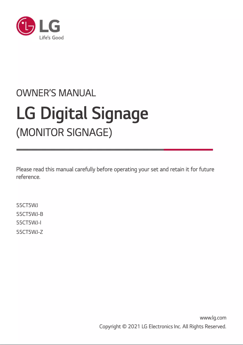 Page n°1 - Manuel utilisateur LG 55CT5WJ-B