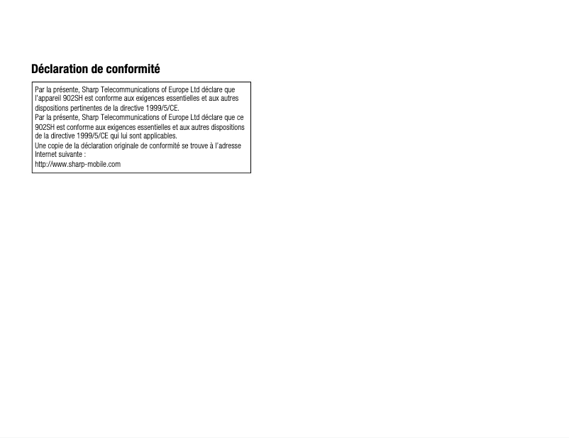 Page 1 de la notice Manuel utilisateur Sharp 902