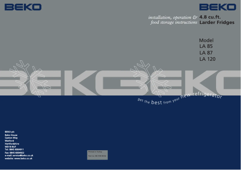 Page n°1 - Manuel utilisateur Beko LA120